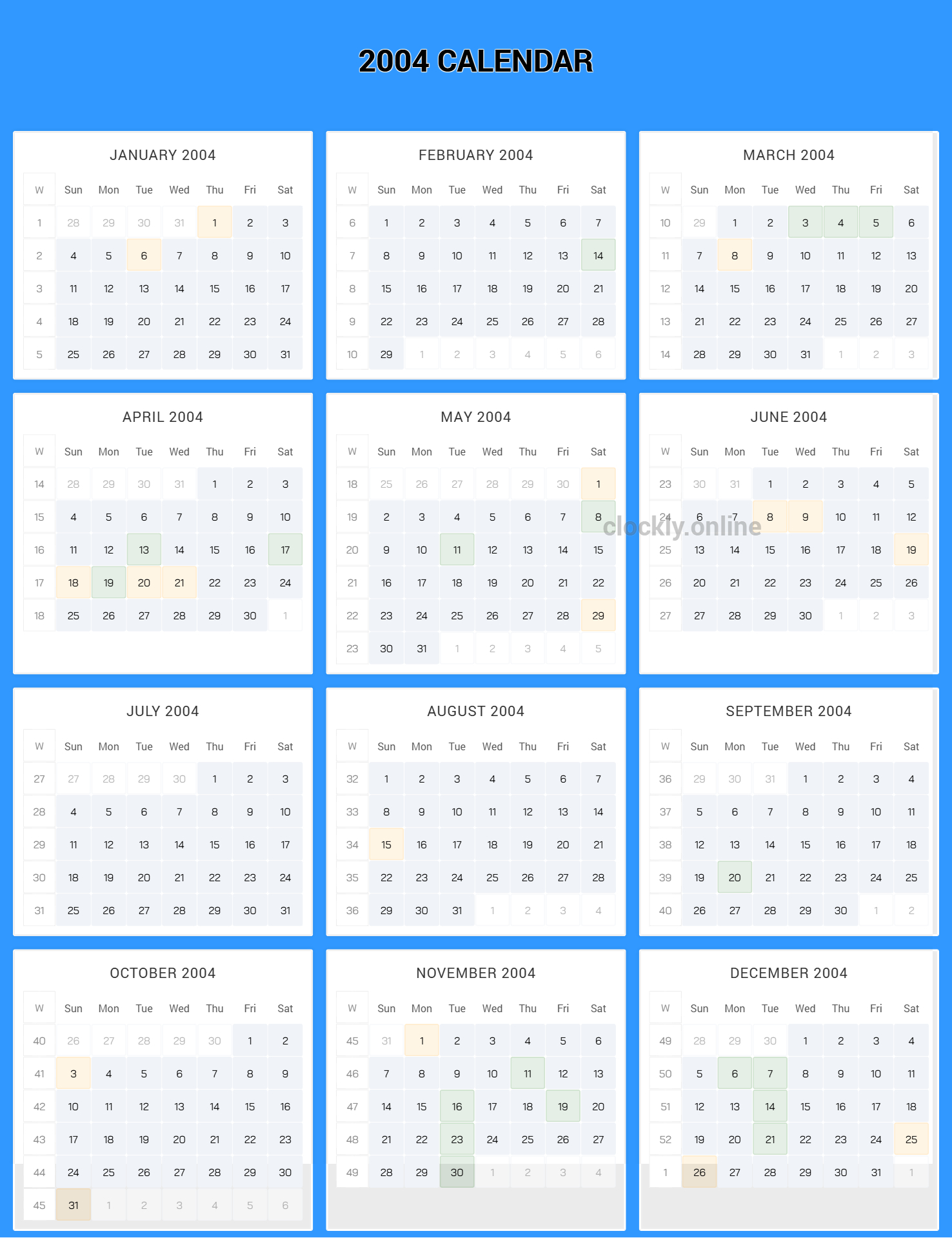 Calendário do carnaval 2004 3