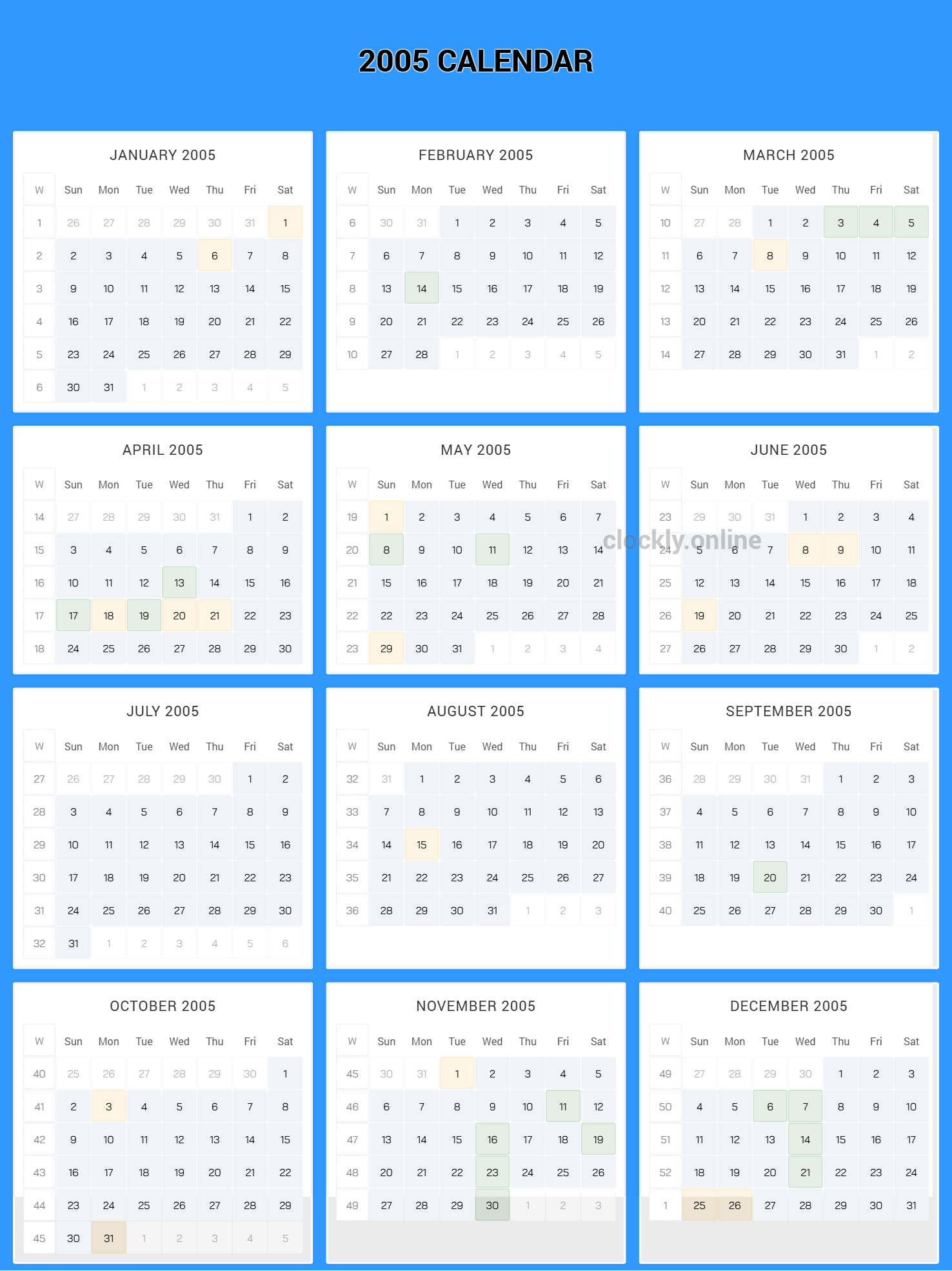 Calendar for September 2005