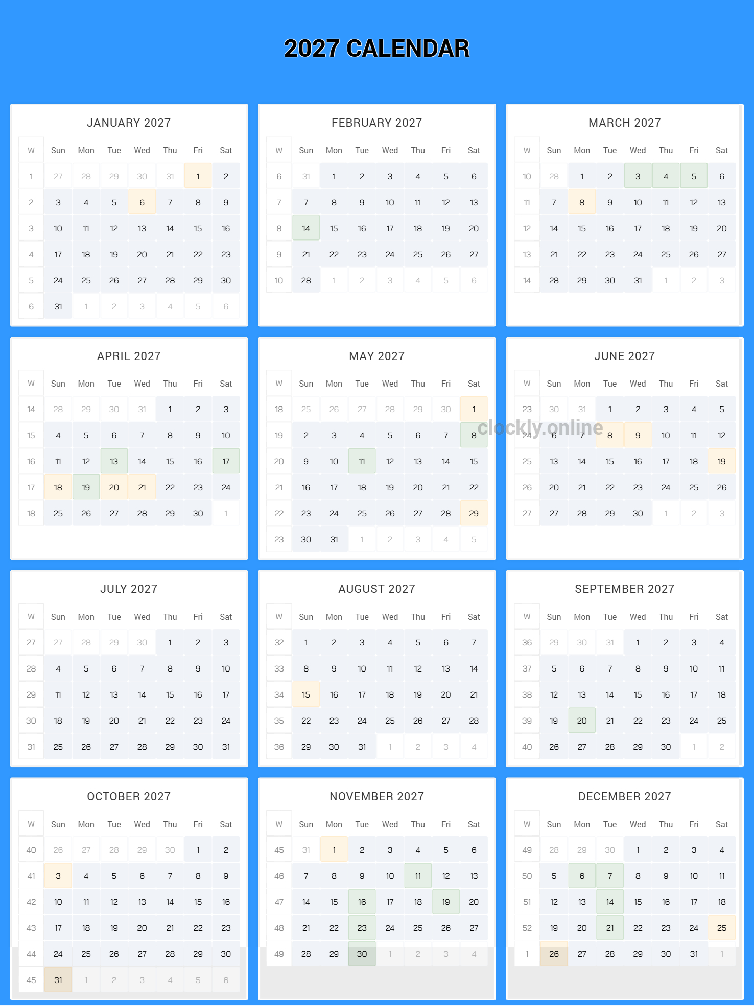 Calendrier Gratuit 2027 Avec Jours F ri s Imprimable T l chargeable Calendrier Gratuit 2027 Avec Jours F ri s Imprimable T l chargeable